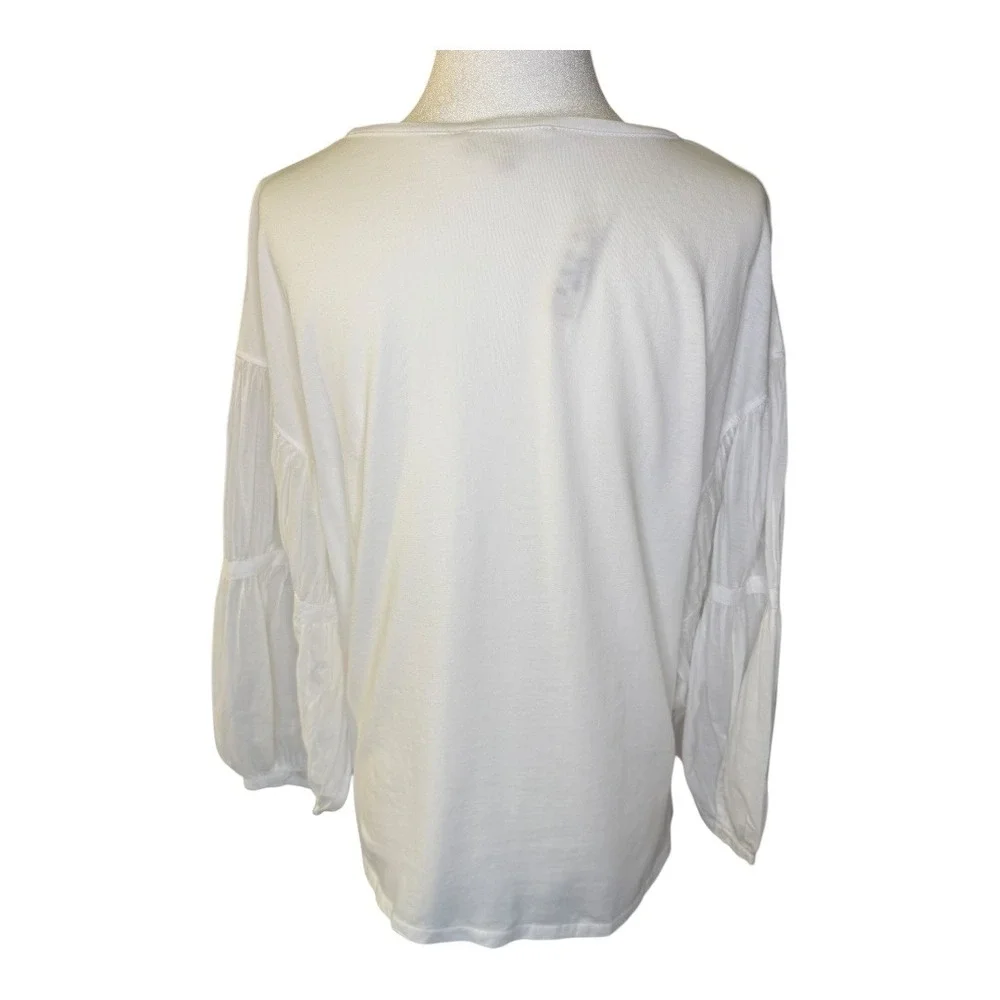 Madewell White‎ Puff-Sleeve Drop-Shoulder Knit Top Size Medium NWT